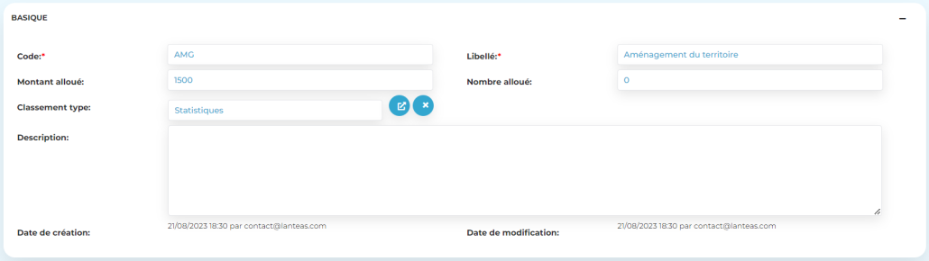 Classement - Configuration des niveaux inférieurs